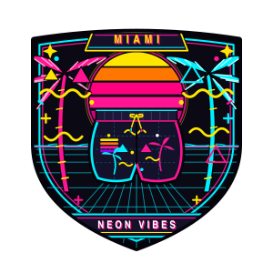 1980s Miami Neon Swim Trunks Retro Shield Vinyl Sticker AMEY9R